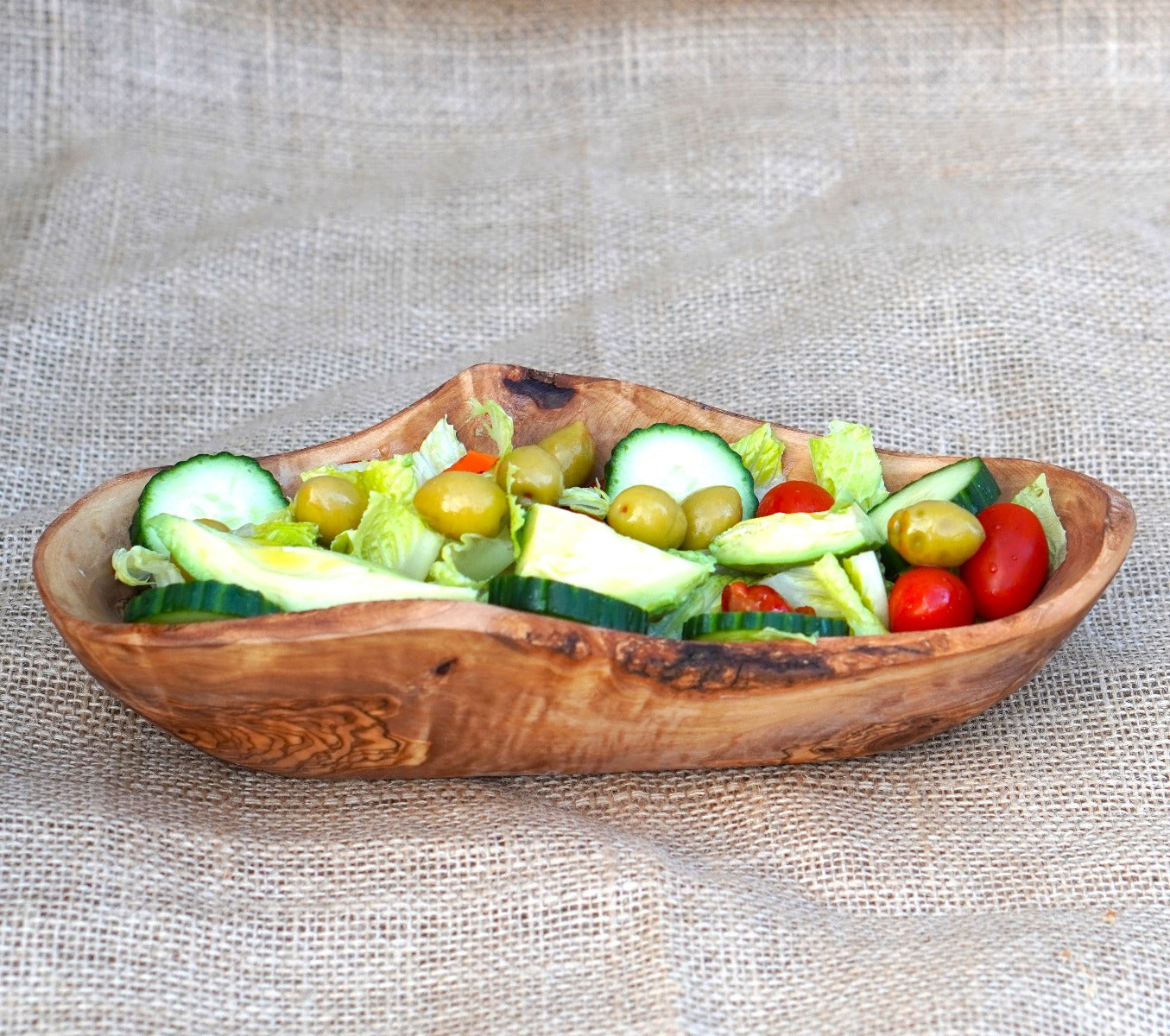 Handmade French bread basket, rustic wooden bowls made of olive wood, wooden bread basket for serving live edge