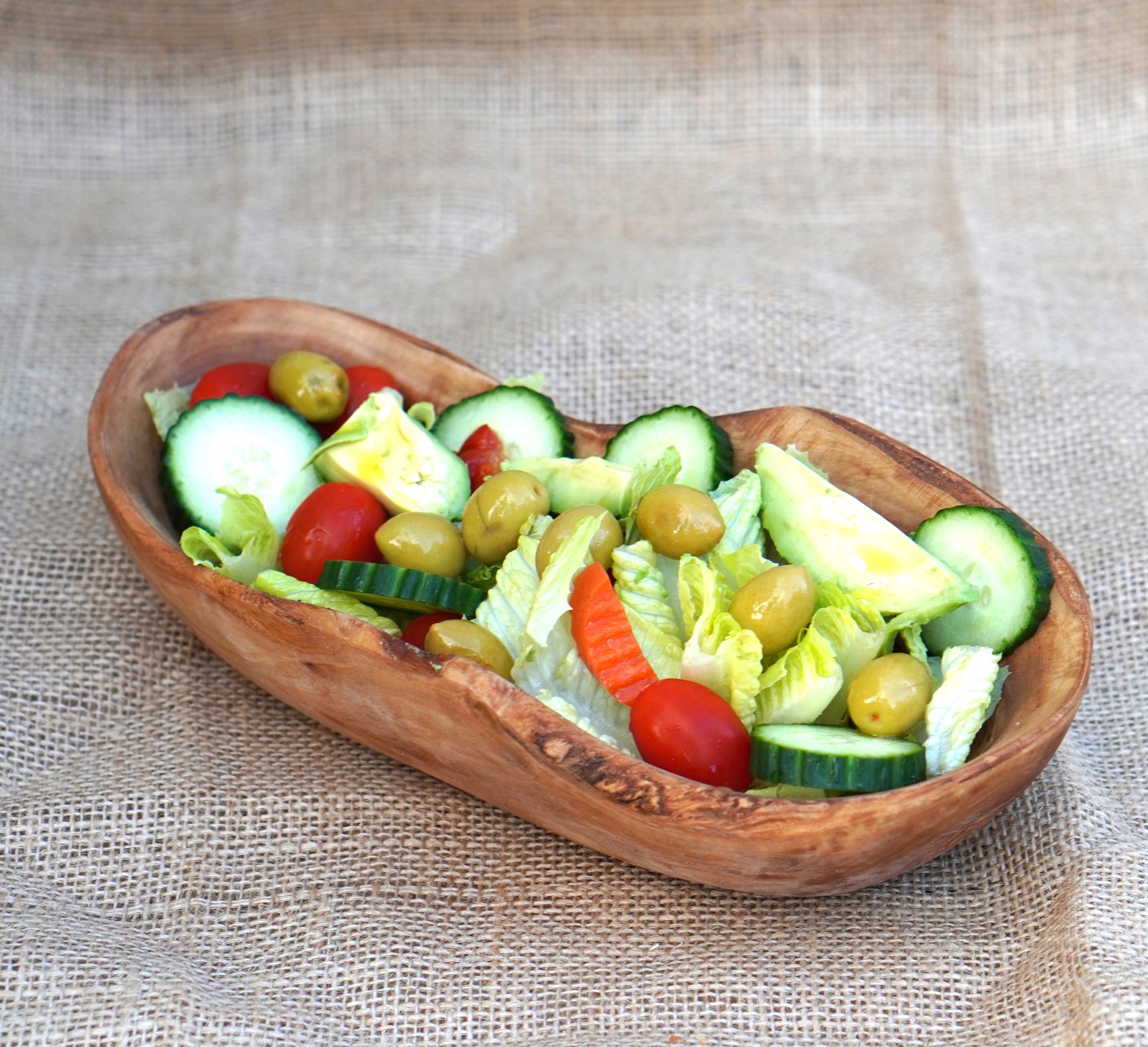 Handmade French bread basket, rustic wooden bowls made of olive wood, wooden bread basket for serving live edge