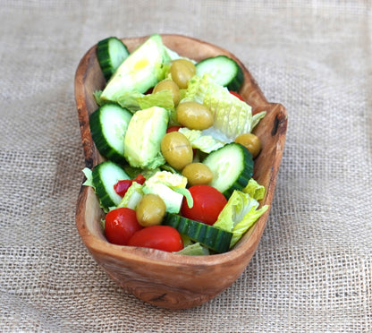 Handmade French bread basket, rustic wooden bowls made of olive wood, wooden bread basket for serving live edge