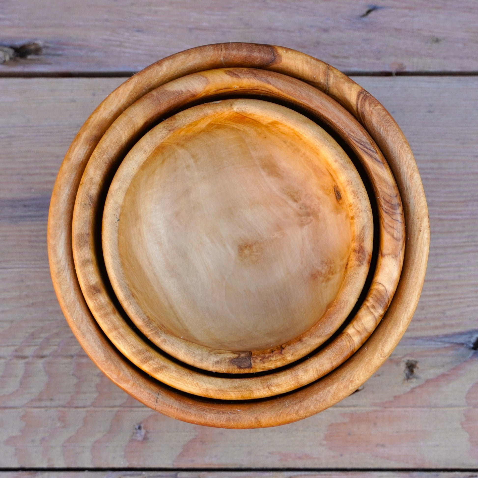 Handmade Olive Wood Nesting Bowls/set of 3