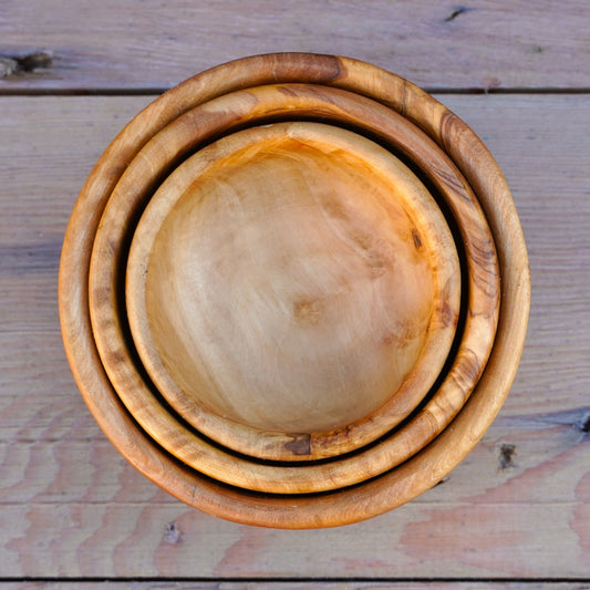 Handmade Olive Wood Nesting Bowls/set of 3