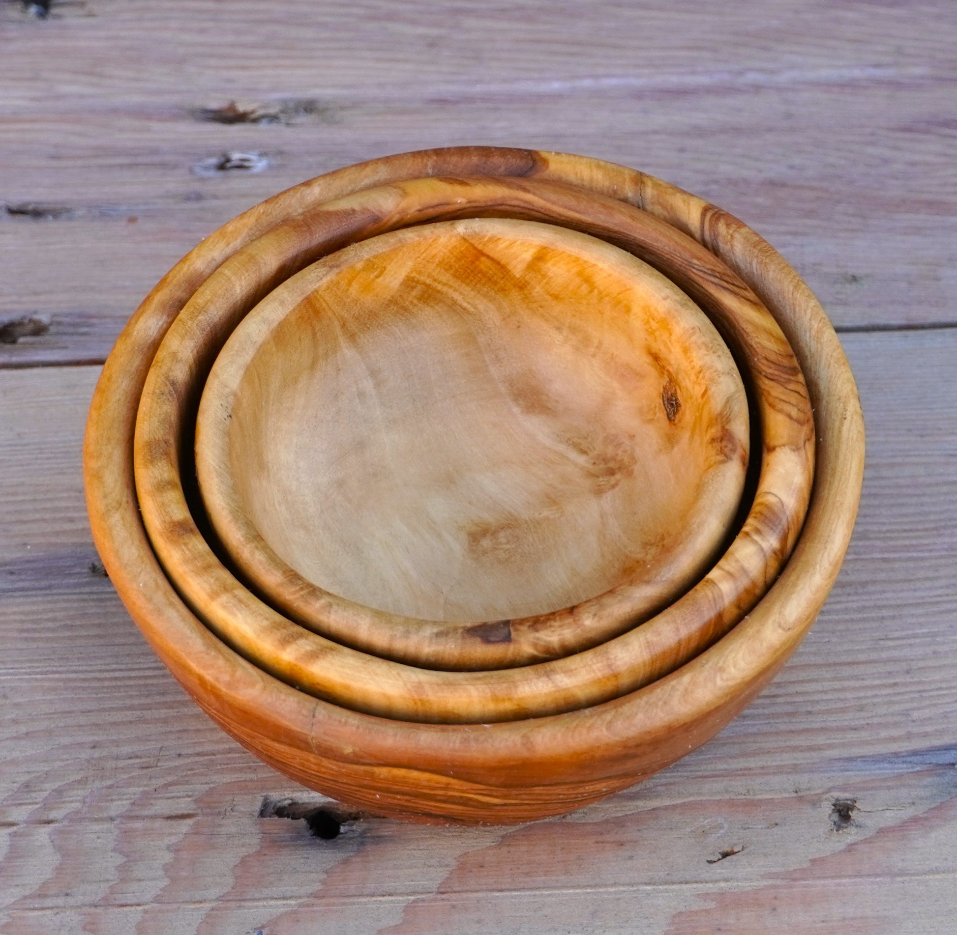 Handmade Olive Wood Nesting Bowls/set of 3