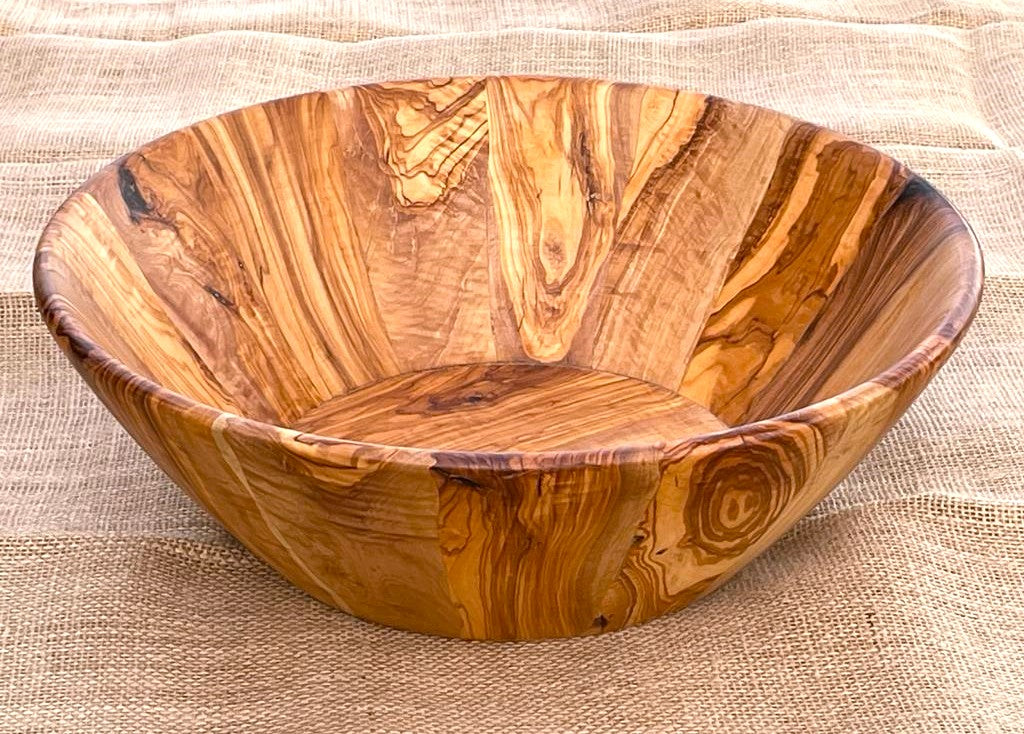 HandcraftedL Big wooden salad bowl,Large Olive Wood Salad /fruit Bowl