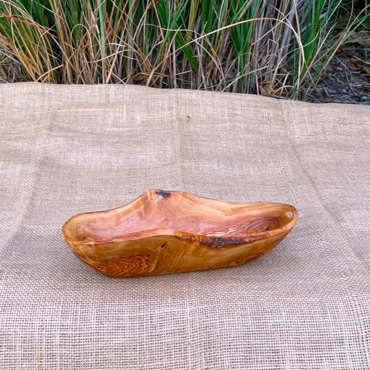 Handmade French bread basket, rustic wooden bowls made of olive wood, wooden bread basket for serving live edge