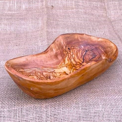 Handmade French bread basket, rustic wooden bowls made of olive wood, wooden bread basket for serving live edge