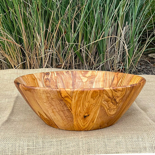 HandcraftedL Big wooden salad bowl,Large Olive Wood Salad /fruit Bowl