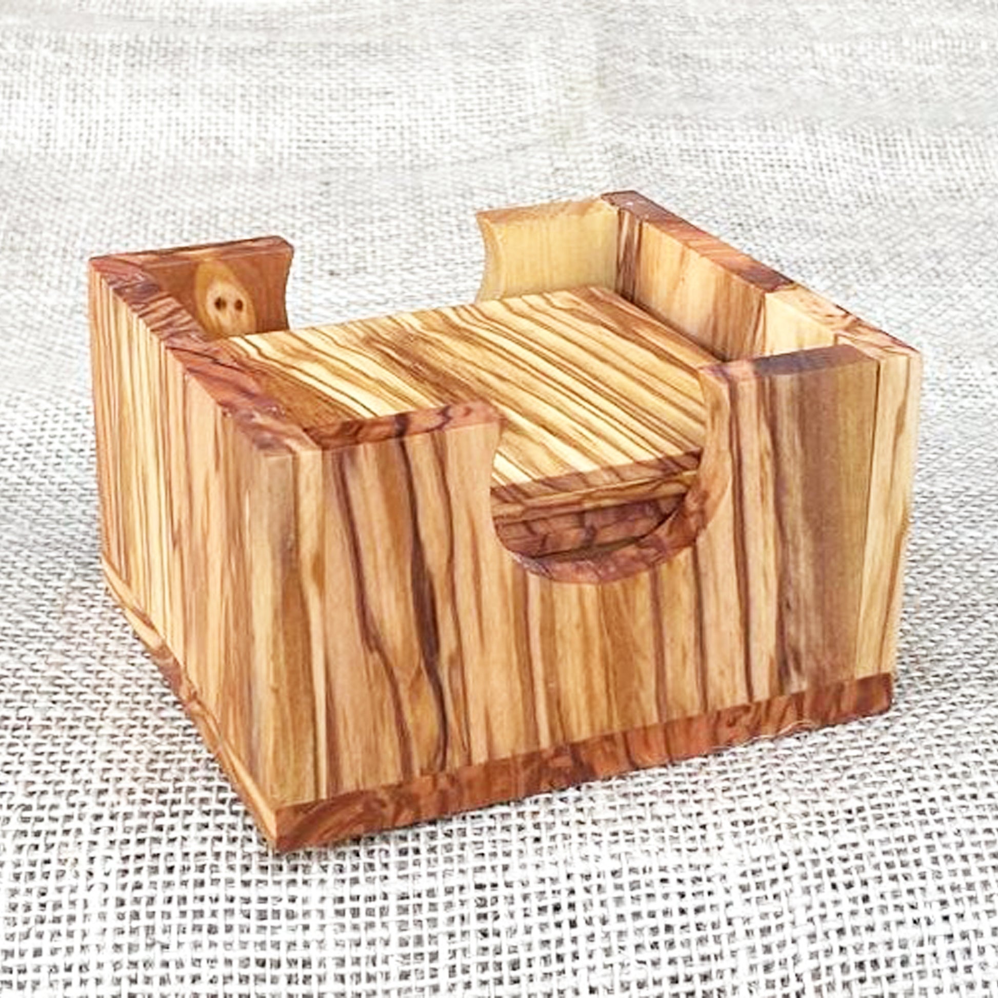 Set of 12 Coasters in a square holder olive wood