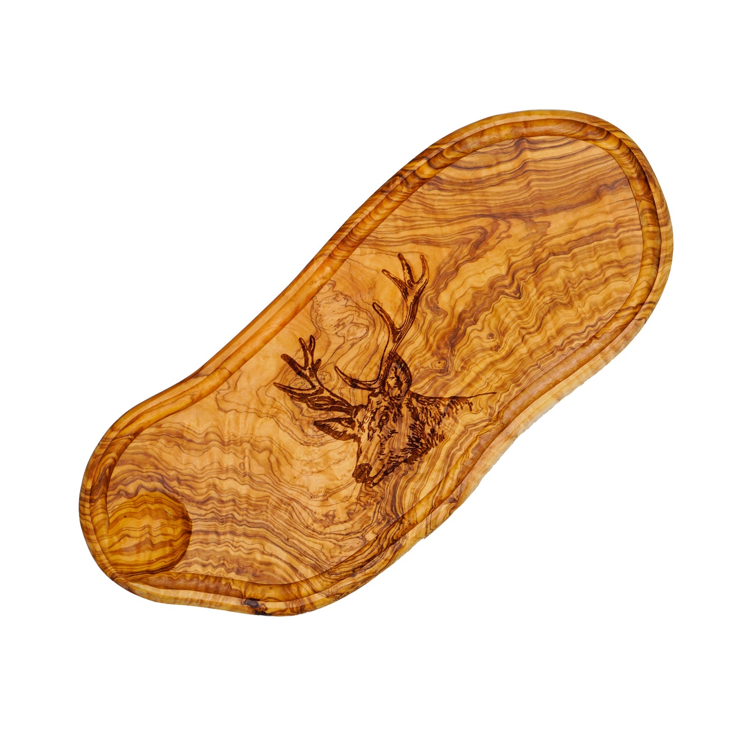 Olive wood Charcuterie board With a Beautiful deer engraving