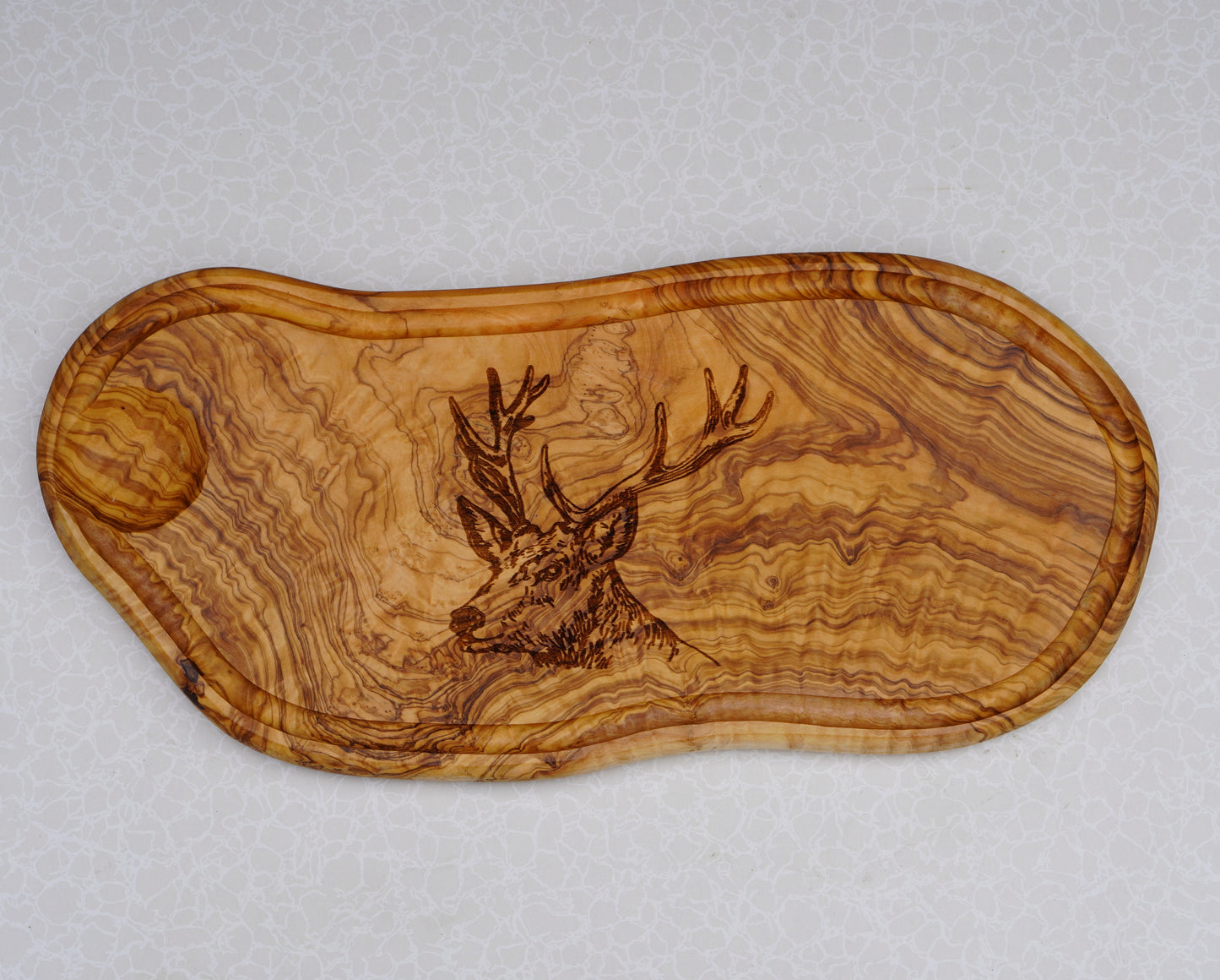 Olive wood Charcuterie board With a Beautiful deer engraving