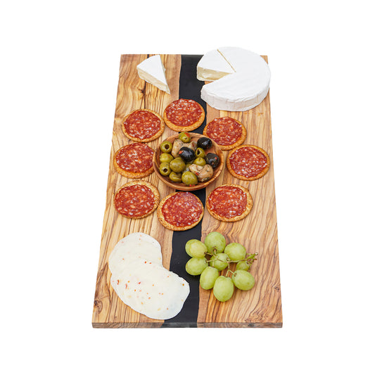 Rectangular Black Resin Butcher/Cutting Board Large Resin Charcuterie Board With Olive Wood |