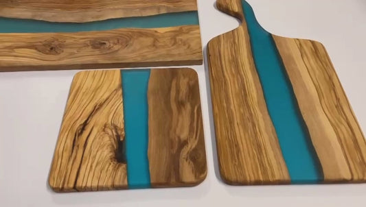 Olive Wood Epoxy River Serving Board / Cheese Tray / Charcuterie Board